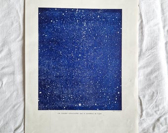 1920 Astronomy Plate "A FIELD OF STELLATIONS", Vintage Poster, Antique Illustrated Plate, Antique Poster of Stars and Constellations