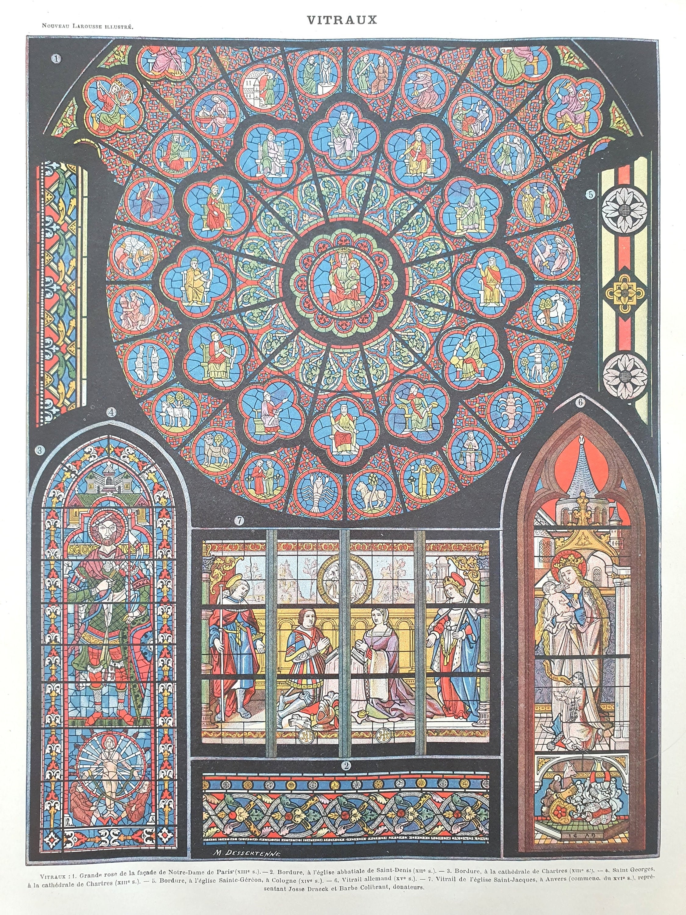 1898 ステンド グラス 1 オリジナルの古いビンテージ ポスター