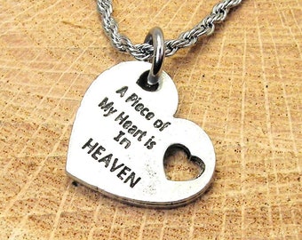 A piece of my heart is in Heaven Stainless Steel rope necklace