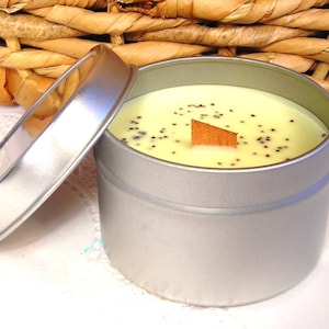 Lemon Poppy Muffin soy wood wick tin candle
