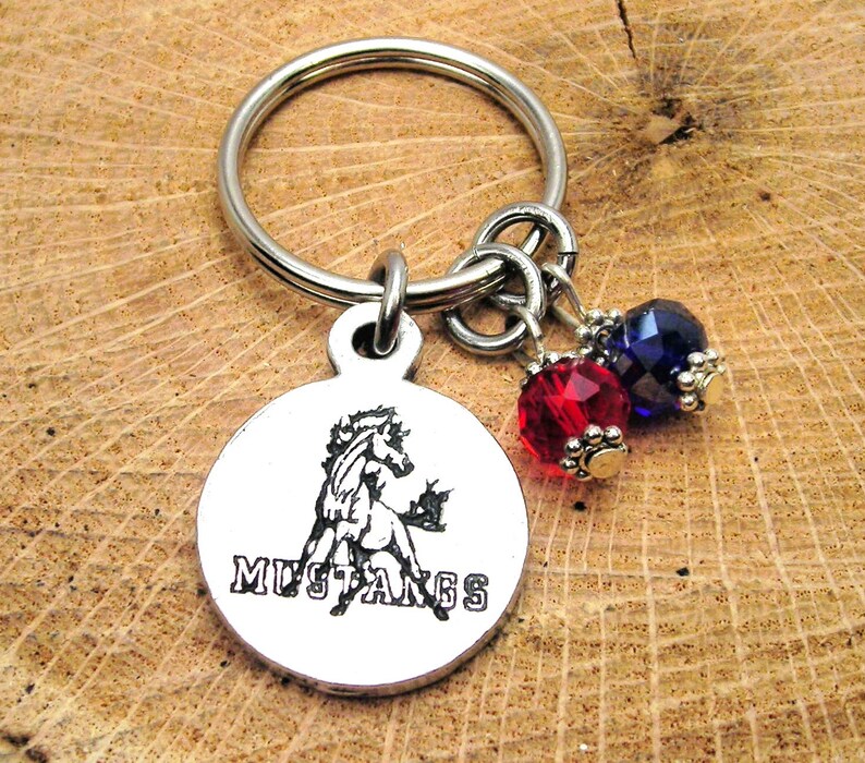 Mustangs keychains choose your school colors 1 DOZEN pieces