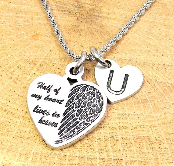 Half heart cheap initial necklace