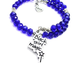 Black Girl Magic crystal wrap bangle choose your color one size fits all