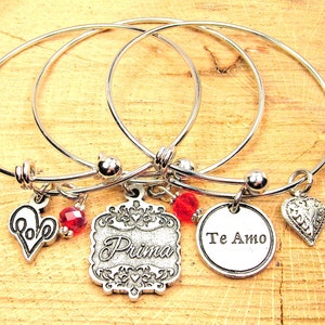 Prima cousin in Spanish set of 3 Bangle Bracelets