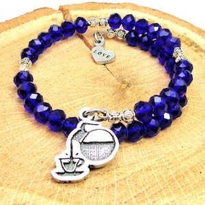 Coffee pot  crystal wrap bangle choose your color one size fits all
