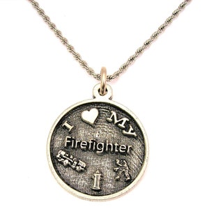 I love my firefighter  Stainless Steel rope necklace