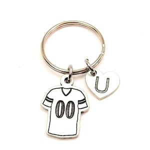Porte-clés maillot football vous choisissez initial et le nombre