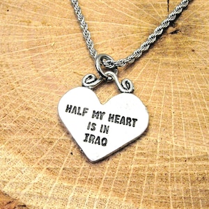Half my heart is in Iraq Stainless Steel rope necklace