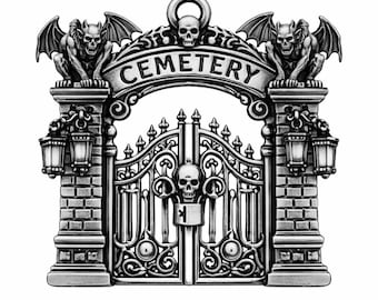 Gargoyle Cemetery gate charm creepy gothic Halloween horror charms