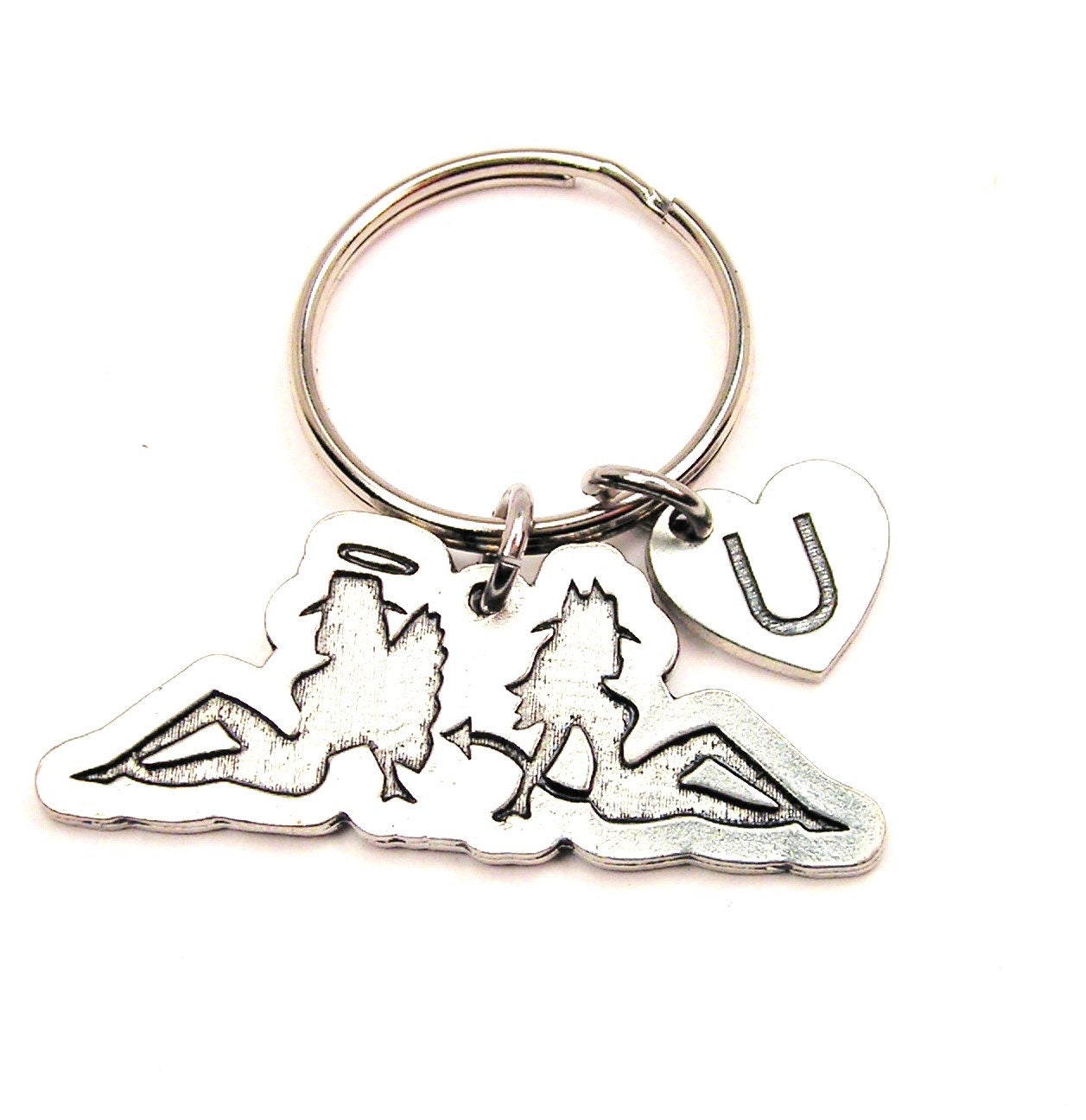 Devil Angel Girls Keychain You Choose Initial - Etsy