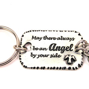 May there always be an angel by your side keychain choose your crystal color