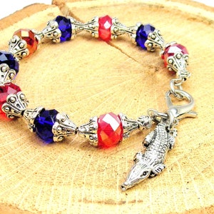 Alligator crystal bracelet choose your school or team colors