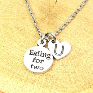 Eating for two with heart initial Stainless Steel rope necklace