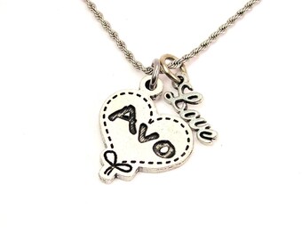 Avo Portuguese Grandmother heart love Stainless Steel rope necklace