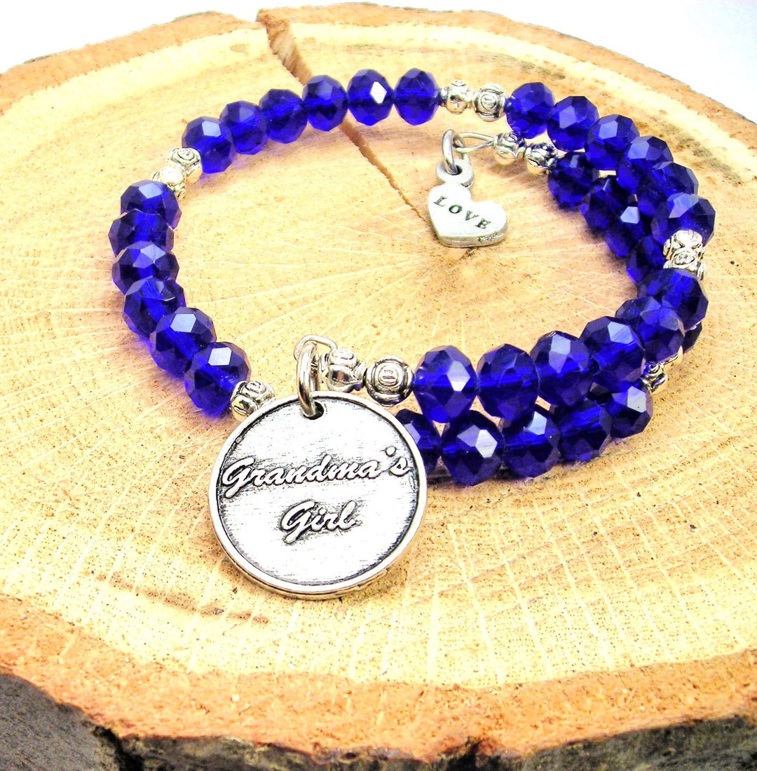 Grandma's Girl Crystal Wrap Bangle Choose Your Color One Etsy