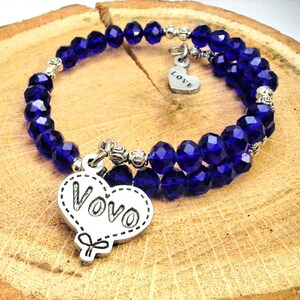 Vovo heart grandmother in Portuguese  crystal wrap bangle choose your color one size fits all