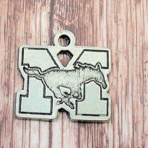 M for Mustangs high school mascot charm