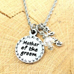 Mother of the Groom crystal love Stainless Steel rope necklace