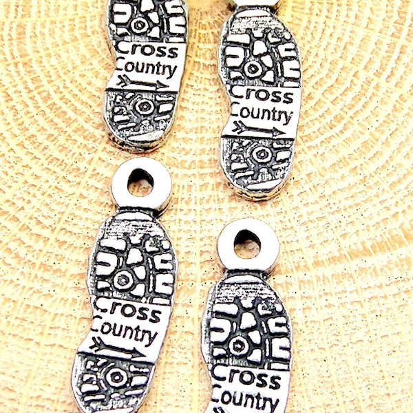 Cross country shoe print charms lot of 4