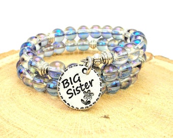 Große Schwester auf einer Meerjungfrau Aurora Borealis Perlenwickelarmband