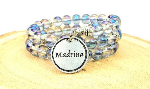 Madrina Godmother in Spanish on a Mermaid Aurora Borealis Beaded