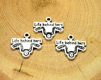 Motorcycle life behind bars charms lot of 3 pieces