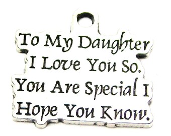 Daughter Charm, Pewter Charm, 'I Love You' Charm (22mm)