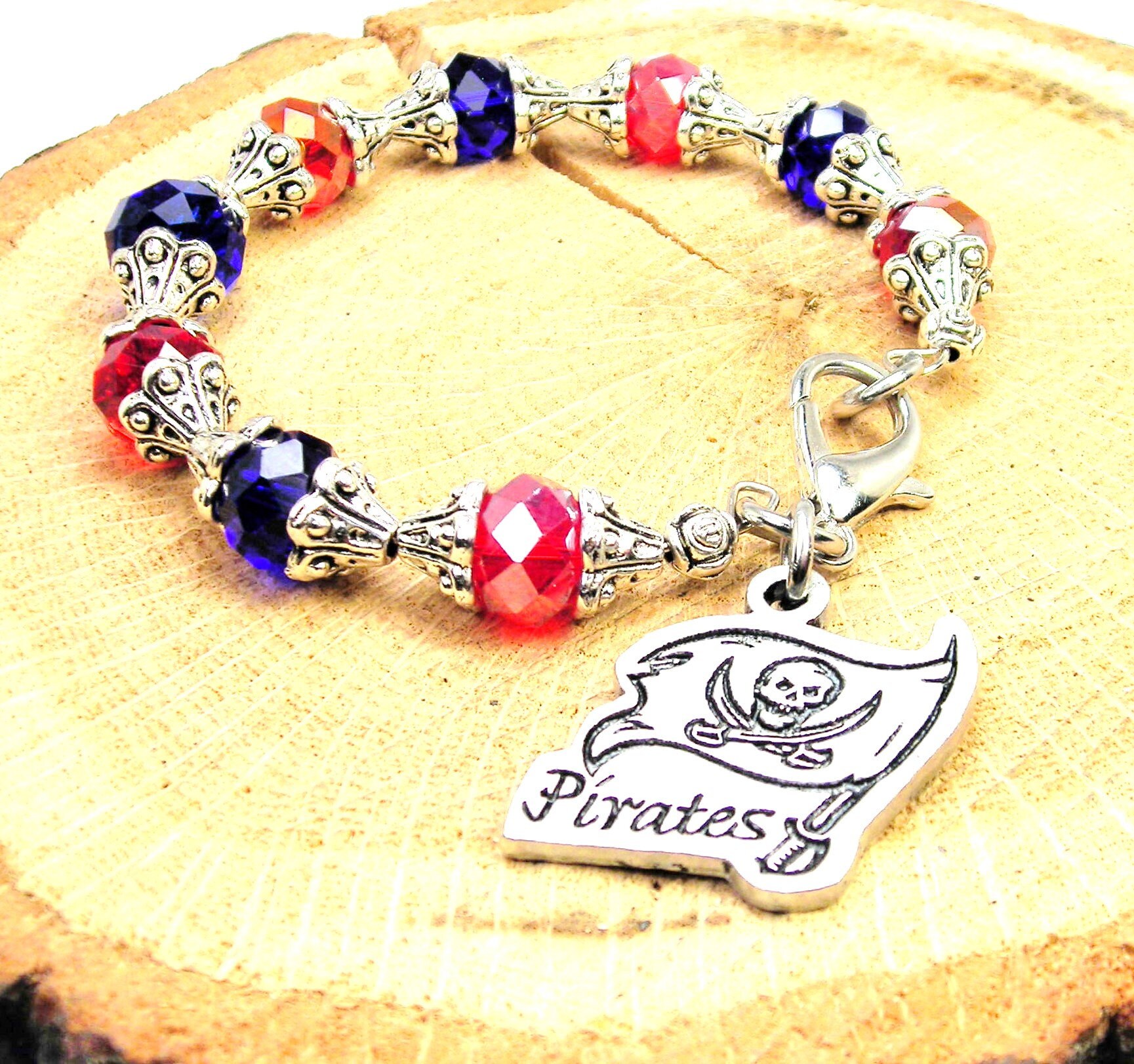 Pirates crystal bracelet choose your school or team colors flag