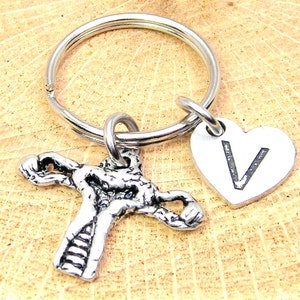 Ovaries and Uterus with heart initial Stainless Steel keychain