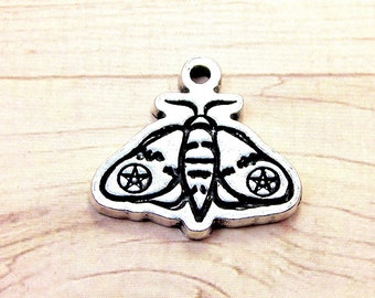 Wiccan Moth pentagram charm