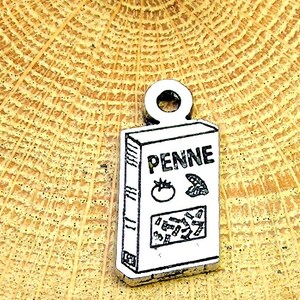 Penne charms Penne pasta charms macaroni charms Pasta Spaghetti  charms 4 pieces