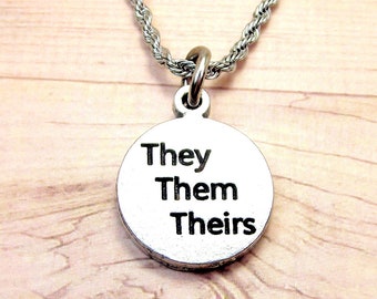 They Them Theirs Stainless Steel rope necklace Wear your pronoun proudly