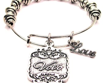 Vovo Portuguese grandma in Script font with love Bangle Bracelet