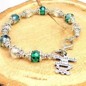 Chicks with sticks love field hockey crystal bracelet choose your school or team colors