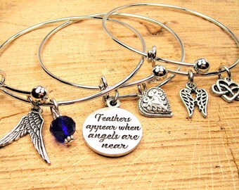 天使が近くにいると羽が現れるバングルブレスレット3個セット