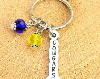 Cougars keychains choose your school or team colors 1 DOZEN pieces