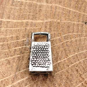Handheld Cheese Grater Charm for Earrings Sterling Silver 3-D
