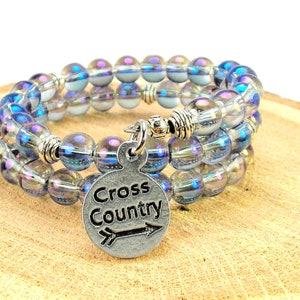 Cross Country on a  Mermaid Aurora Borealis  beaded wrap  bracelet