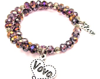 Vovo Heart Lavender  beaded wrap  bracelet