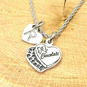 Valentine Chocolates with heart initial Stainless Steel rope necklace
