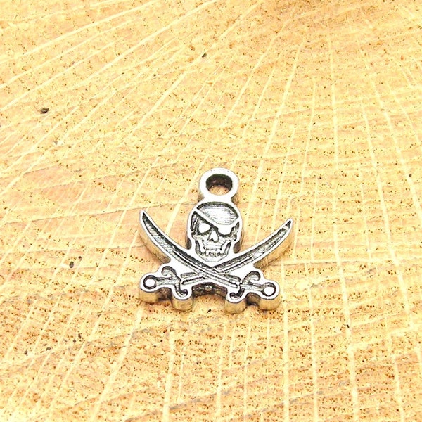 Pirate skull and cross bones mascot team charm