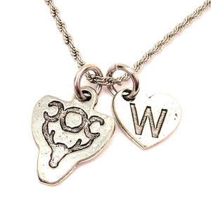 Goddess Diana Stag with heart initial rope Stainless Steel  necklace