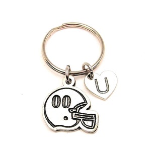 Football Helmet  Keychain you choose initial and number