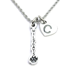 Wildcats with heart initial Stainless Steel rope necklace