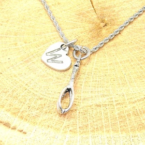 Whisk  with heart initial Stainless Steel rope necklace