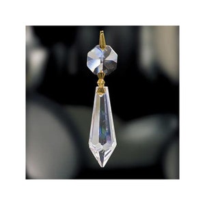 Asfour Crystal Chandelier Parts Crystal Prisms 1.5" Icicle Drop With 14mm Octagon Beads at the Top - Gold Bowtie #401