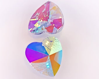 Asfour Crystal Heart Prism Suncatchers, Clear AB, 40mm Crystals for Car Chandeliers, 30% Lead Sun Catchers, and Hanging Crystals, Prisms