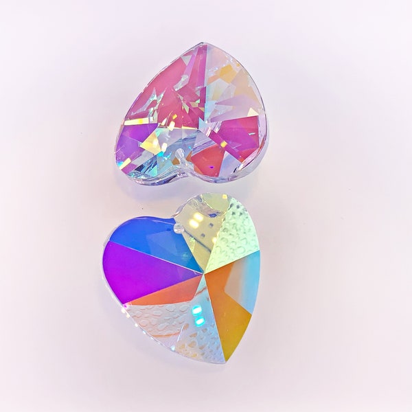 Asfour Crystal Heart Prism Suncatchers, Clear AB, 40mm Crystals for Car Chandeliers, 30% Lead Sun Catchers, and Hanging Crystals, Prisms