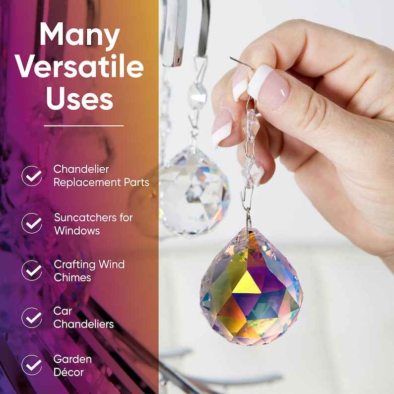 Asfour Crystal Ball, 20mm, Prism Suncatchers, 701 Clear AB Crystal Prism Hanging Ball, Sun Catcher Crystal, Window Crystal Ball, 1 Hole image 2