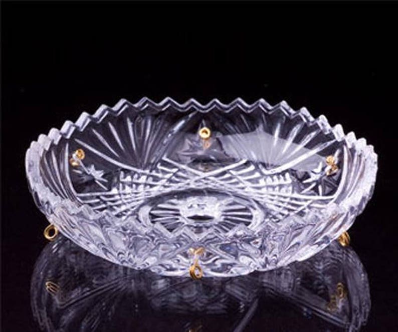 1 Piece Clear 30 Lead Crystal Chandelier Bobeche 4 Inches 6 Side Holes With Gold Pin Made By Asfour